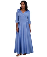 Jessica Howard Women's Portrait-Collar Side-Ruched Gown