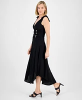 Rachel Roy Women's Estelle Knot-Shoulder Ruched Midi Dress