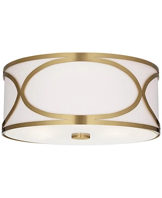 Possini Euro Whinn 15" Wide Warm Brass Drum Ceiling Light - Possini Euro Design