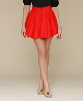 Avec Les Filles Women's Button-Front Bubble-Hem Mini Skirt