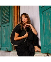 Solo Fig Large Black Jute Bag With Gold Chain