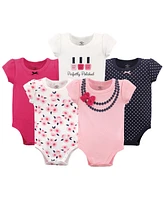 Little Treasure Big Girls Plus Cotton Bodysuits 5pk, Bow Necklace, 18-24 Months