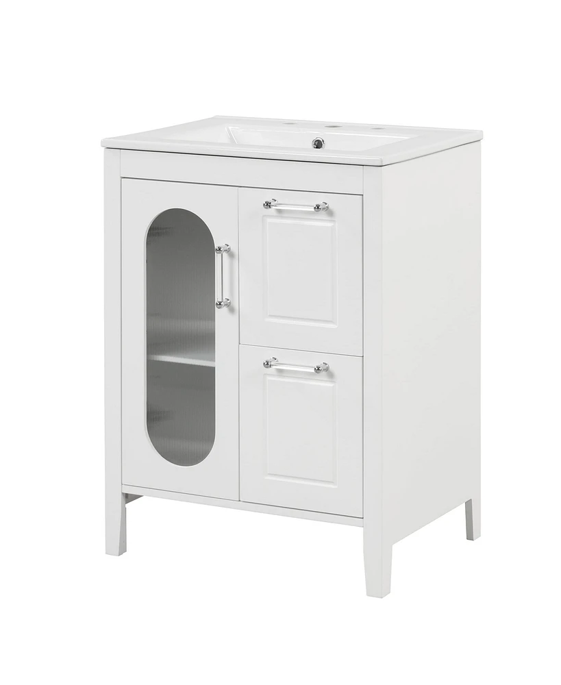 2-Door Rectangle Freestanding Vanity Cabinet