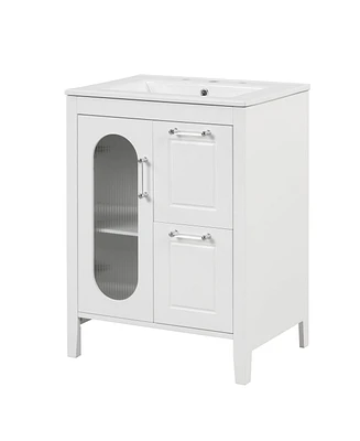 2-Door Rectangle Freestanding Vanity Cabinet