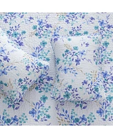 Linery & Co. Blue Floral Microfiber Quilt Set With Shams