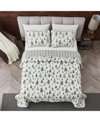 Linery Co. Rustic Lodge Trees Microfiber Quilt Set With Shams