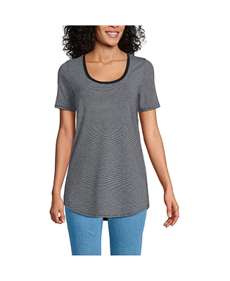 Lands' End Women's Tall Short Sleeve Power Performance Scoop Neck Curved Hem Tunic Tee