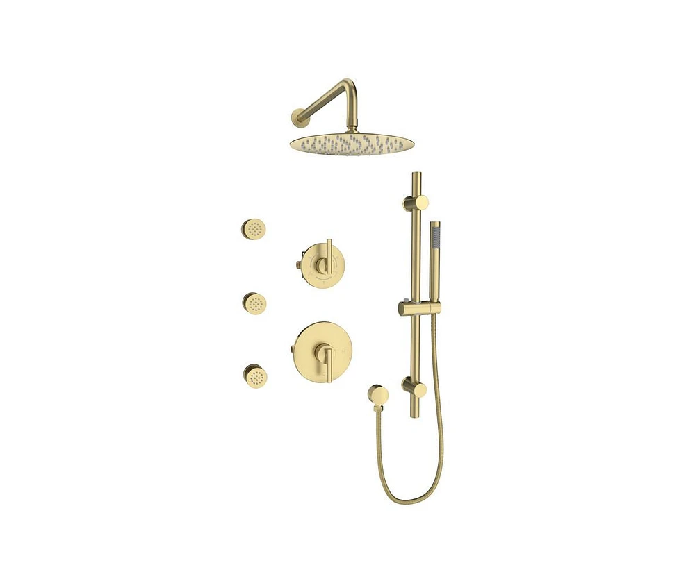 Casainc Pressure-balanced Valve Included All-In-One Kit With Rough In-Valve Thermostatic Shower System Body Jets