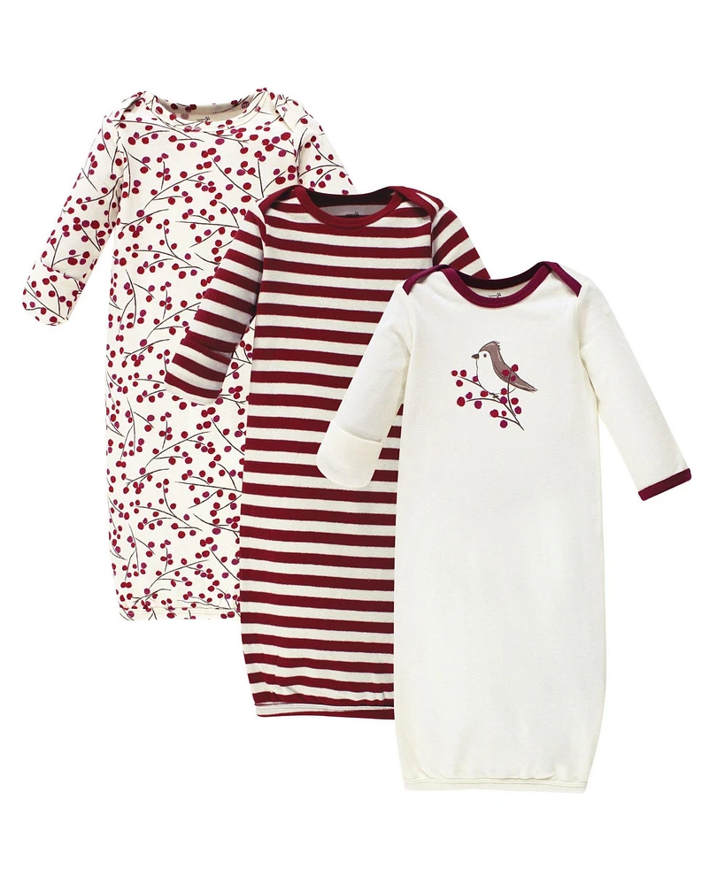 Touched by Nature Baby Girls Organic Cotton Gowns, Berry Branch, Preemie/Newborn