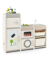 Multipurpose Toy Chest and Bookshelf with Magnetic Whiteboard
