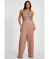 Quiz Women's Beaded V Neck Chiffon Jumpsuit