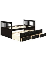 Twin Captain's Bed with Trundle and 3 Storage Drawers