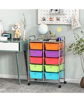 10-Drawer Rolling Storage Cart-Deep
