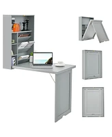 Wall-Mounted Fold-Out Convertible Floating Desk Space Saver