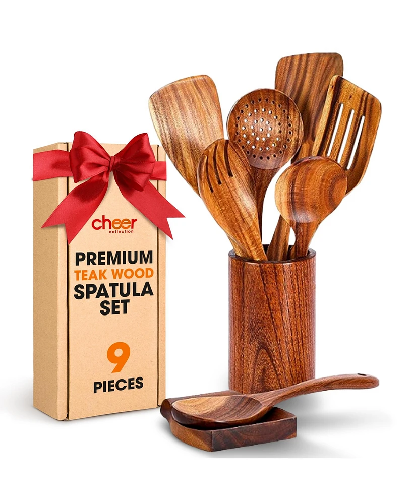 Cheer Collection 9 Piece Wooden Spatula Set