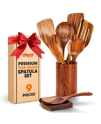 Cheer Collection 9 Piece Wooden Spatula Set