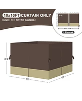 Aoodor 10' x 10' Gazebo Curtain Set Protecting Privacy Side Walls 4 Panels,Curtain Only