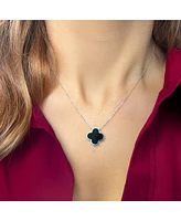 The Lovery Extra Large Onyx Single Clover Necklace 14K White Gold