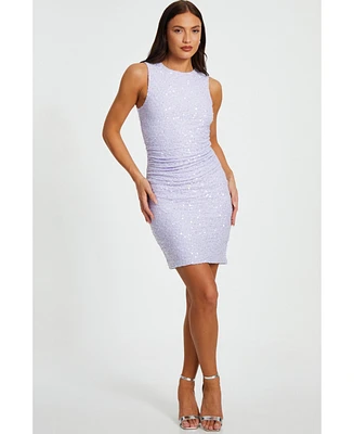 Quiz Women's Sequin Jersey Mini Dress with Ruched Strap