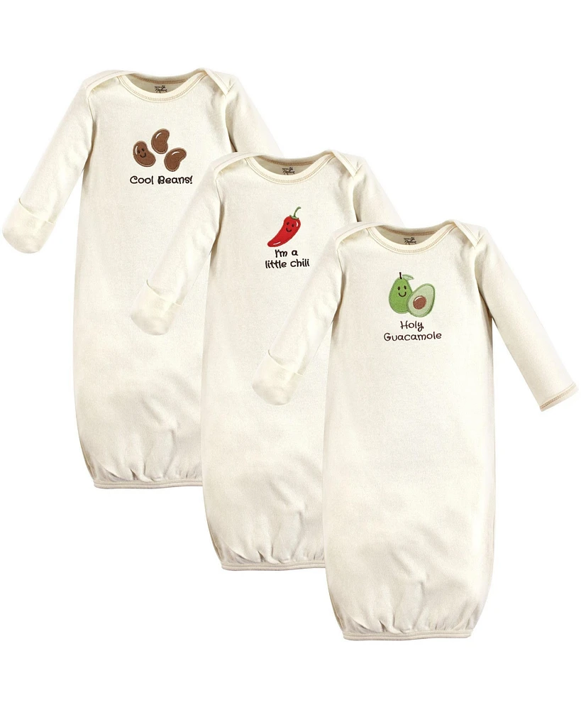 Touched by Nature Baby Boys Unisex Organic Cotton Gowns, Guacamole, Preemie/Newborn