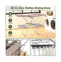 2-Tier Clothes Drying Rack with 33 Drying Rails and Height Adjustable Gullwings