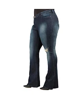 Poetic Justice Plus Tall Curvy-Fit Denim Distressed Flare Jeans