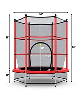 55" Trampoline for Kids, Children Trampoline w/Safety Enclosure Net & Spring Pad & Bulit-in Zipper Sturdy Steel Frame, Mini Outdoor Indoor Trampoline