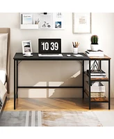 55 Inch Modern Industrial Style Study Writing Desk with 2 Storage Shelves