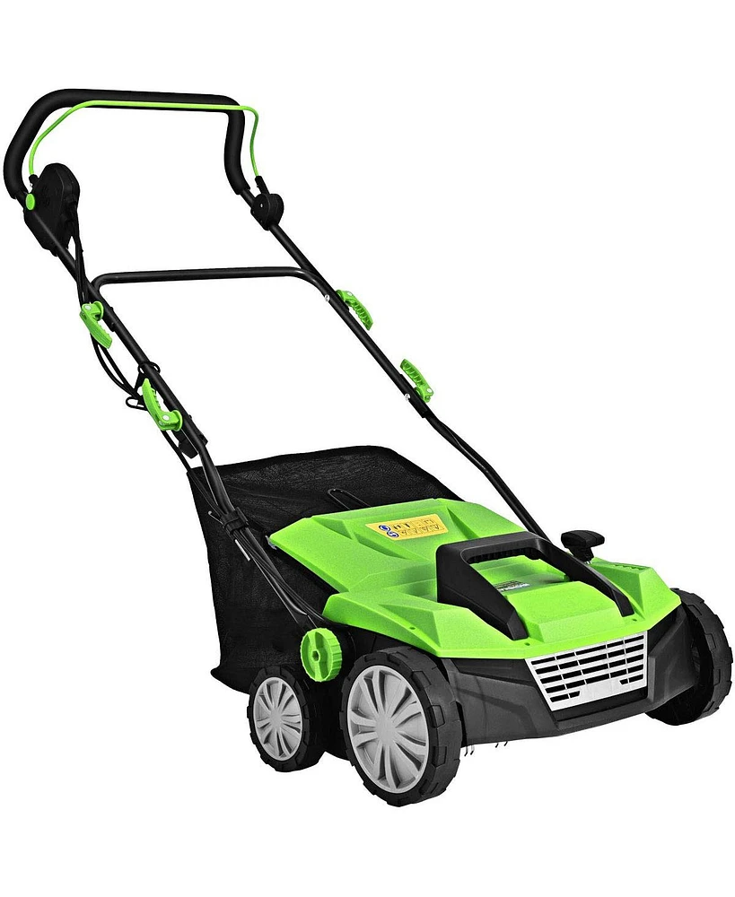 15 Inch 13 Amp Electric Scarifier with Collection Bag and Removable Blades