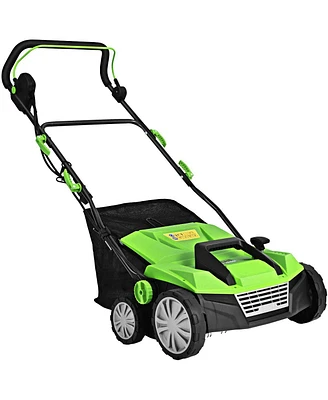 15 Inch 13 Amp Electric Scarifier with Collection Bag and Removable Blades