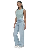 Dkny Jeans Women's High-Rise Tab-Waist Wide-Leg - Kx8