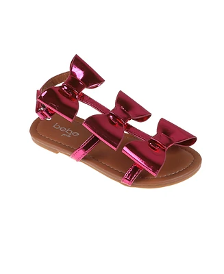 Bebe Little Girls Comfortable and Stylish Flat with Oversized Bows Sandals