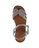 Bebe Little Girls Flat with Butterfly Rhinestone Welt Sandals