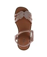 Bebe Little Girls Flat with Butterfly Rhinestone Welt Sandals