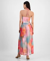 Bar Iii Women's Printed Halter Bandeau Maxi Dress, Exclusively at Macy's