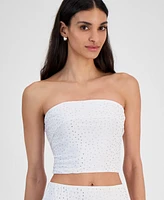 Bar Iii Women's Rhinestone Mesh Tube Top, Exclusively at Macy's