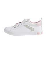 Bebe Little Girls Low Top with Rhinestones Beads and Plate Sneakers