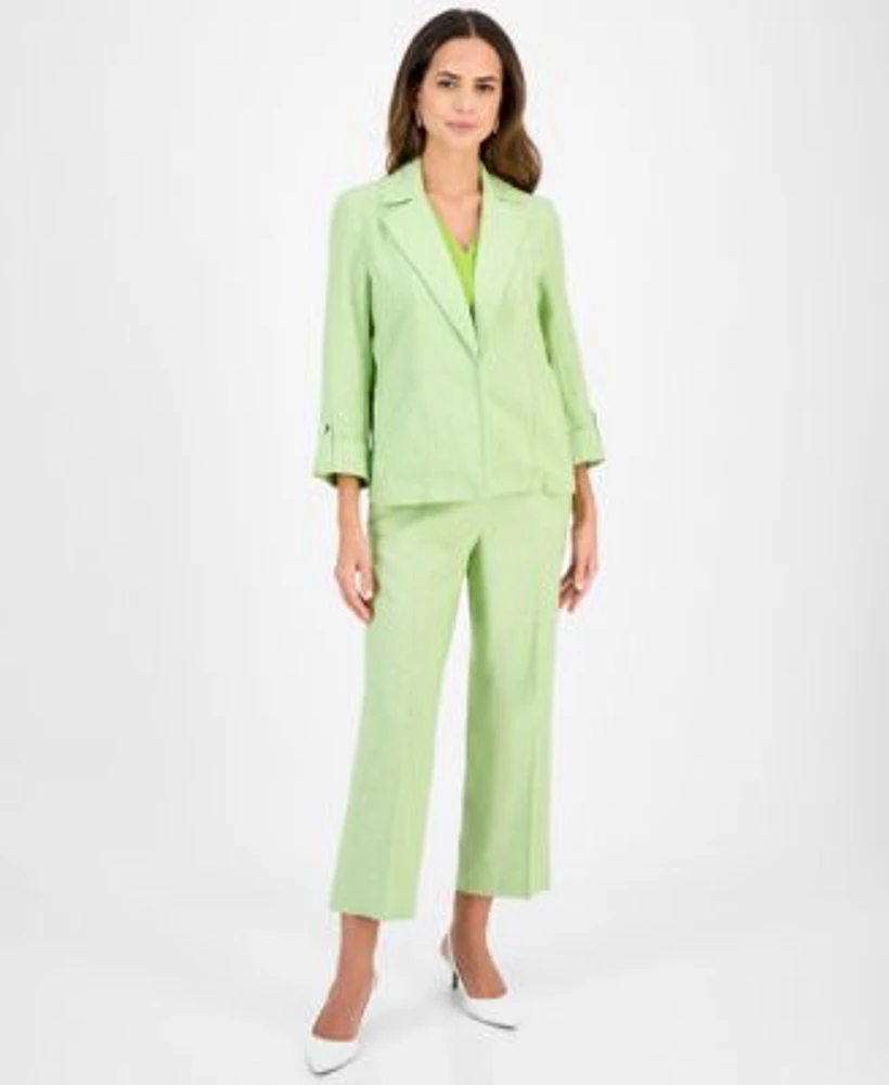 Kasper Womens Blazer V Neck Top Pull On Pants