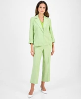 Kasper Womens Blazer V Neck Top Pull On Pants