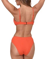 Andie Womens The Nora Triangle Ribbed Bikini Top The 90s High Waisted Ribbed Bikini Bottoms