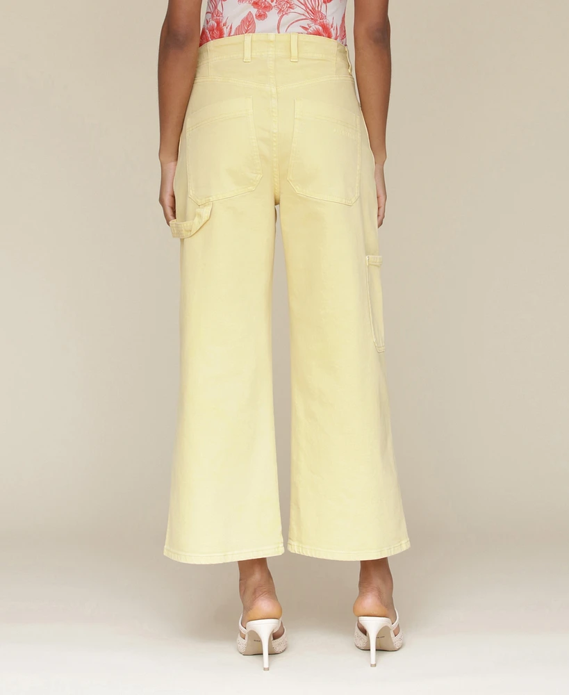 Avec Les Filles Women's High-Waist Cropped Carpenter Jeans