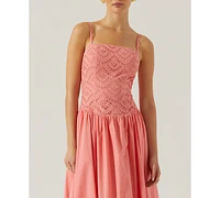 Astr the Label Women's Nathalia Cotton Eyelet Midi Dress