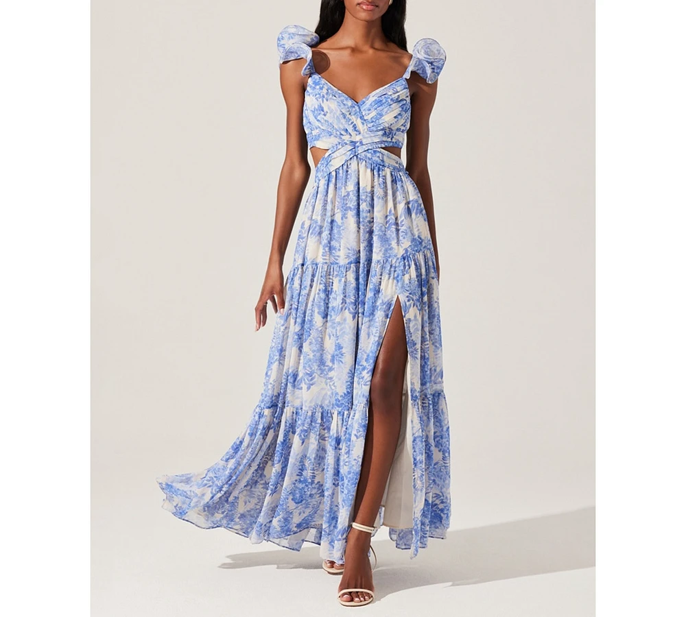 Astr the Label Women's Fritillaria Ruffle-Sleeve Maxi Dress