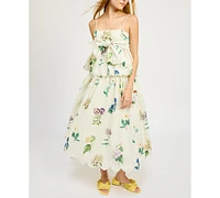 En Saison Women's Ashley Floral-Print Belted Scalloped-Hem Cotton Midi Skirt