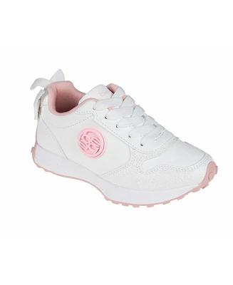 Bebe Little Girls with Medallion and Double Layer Bow at Back Jogger Sneakers