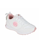 Bebe Little Girls with Medallion and Double Layer Bow at Back Jogger Sneakers