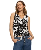 Sanctuary Women's Printed V-Neck Sleeveless Tie-Hem Tank Top