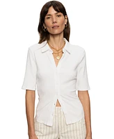 Sanctuary Women's Elbow-Sleeve Ribbed-Knit Shirt