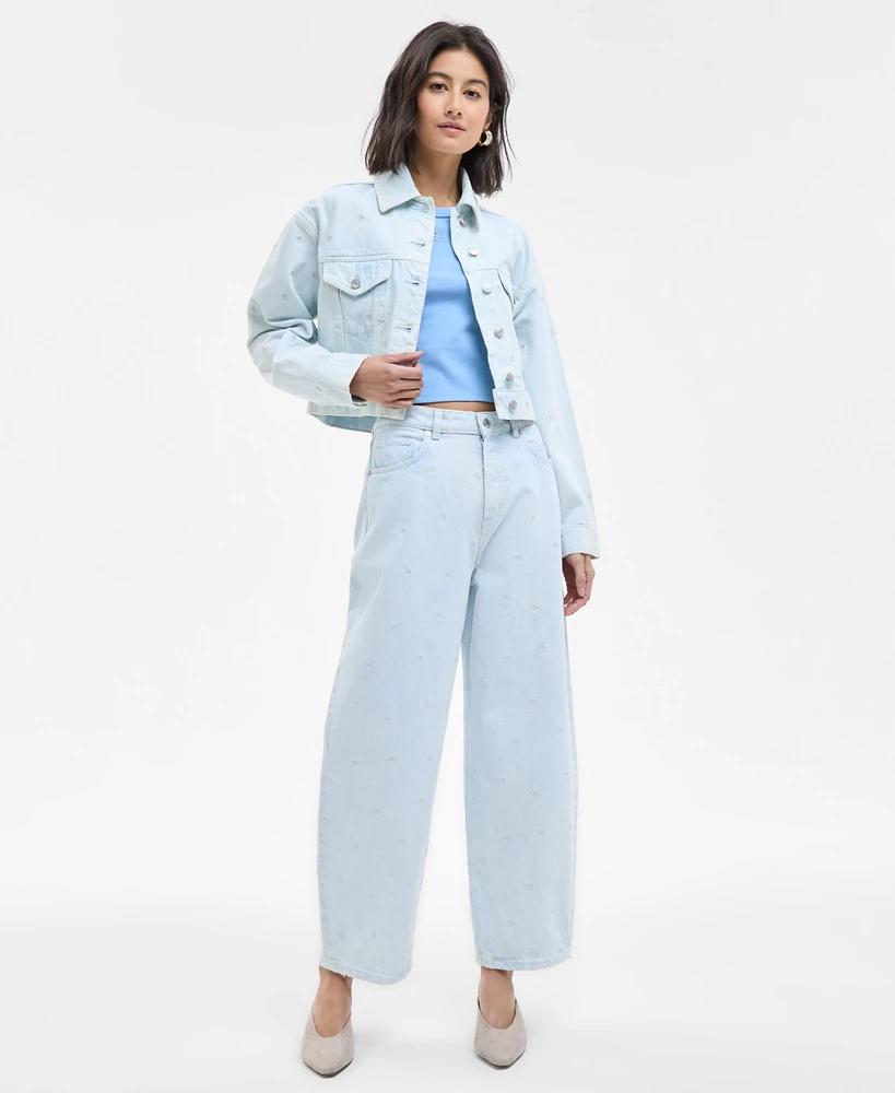 Hugo Women's Floral High-Rise Tapered Ankle Jeans