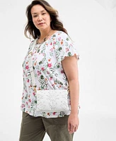 Style Co Plus Size Printed Flutter Sleeve Knit Top Cuffed Capri Pants Exclusively At Macys